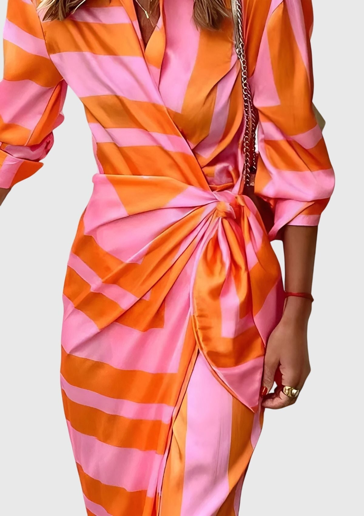 Women's Elegant Wrap Dress with Print - Flattering Fit | Spring