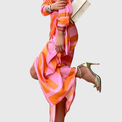 Women's Elegant Wrap Dress with Print - Flattering Fit | Spring