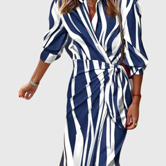 Women's Elegant Wrap Dress with Print - Flattering Fit | Spring