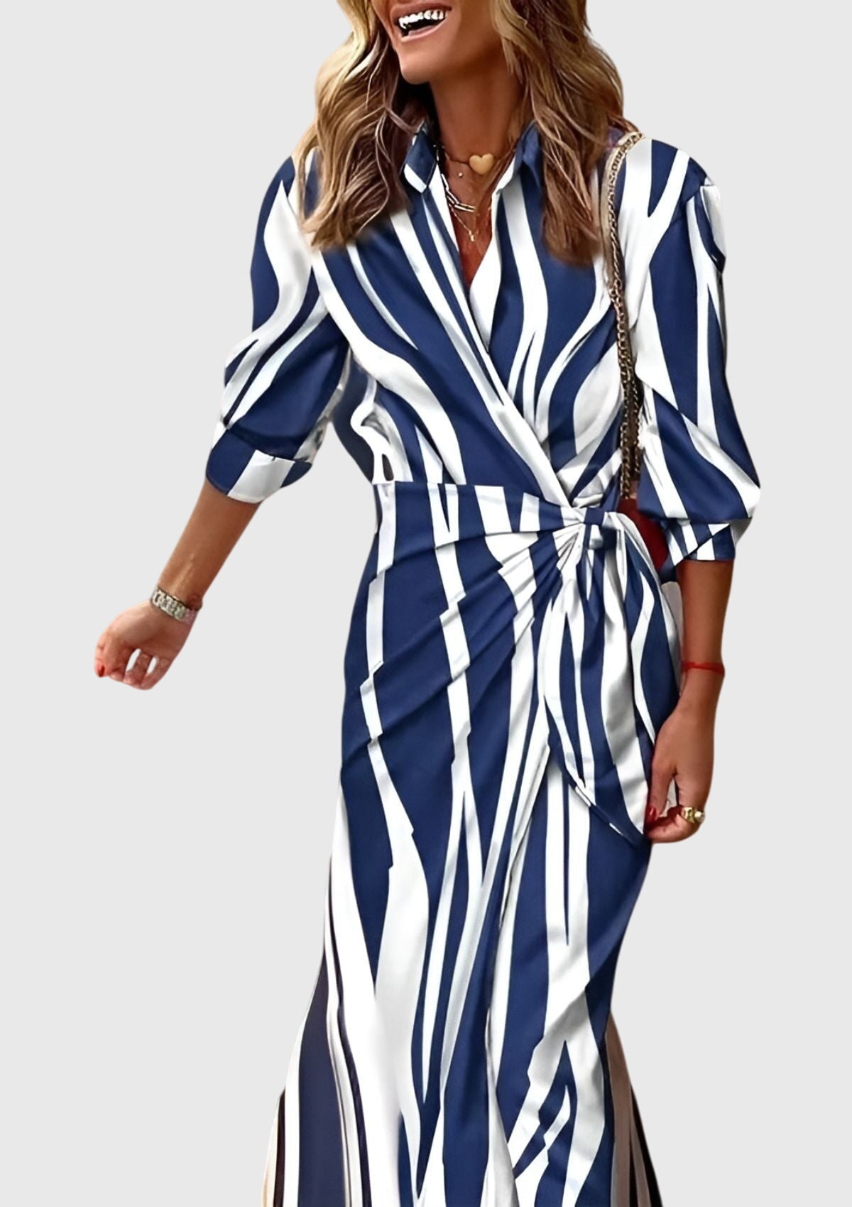 Women's Elegant Wrap Dress with Print - Flattering Fit | Spring