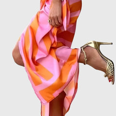 Women's Elegant Wrap Dress with Print - Flattering Fit | Spring