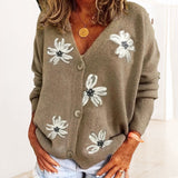 Women's Embroidered Vest | Floral Detail | Knit | Autumn - Gray
