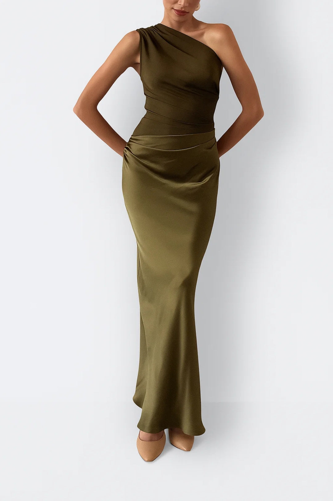 Women's Evening Dress | Long Fitted | Pleated | Autumn