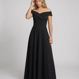 Women's Evening Dress | Off-Shoulder | Elegant Catwalk | Spring - Black