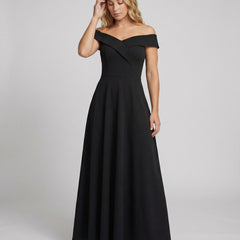 Women's Evening Dress | Off-Shoulder | Elegant Catwalk | Spring - Black