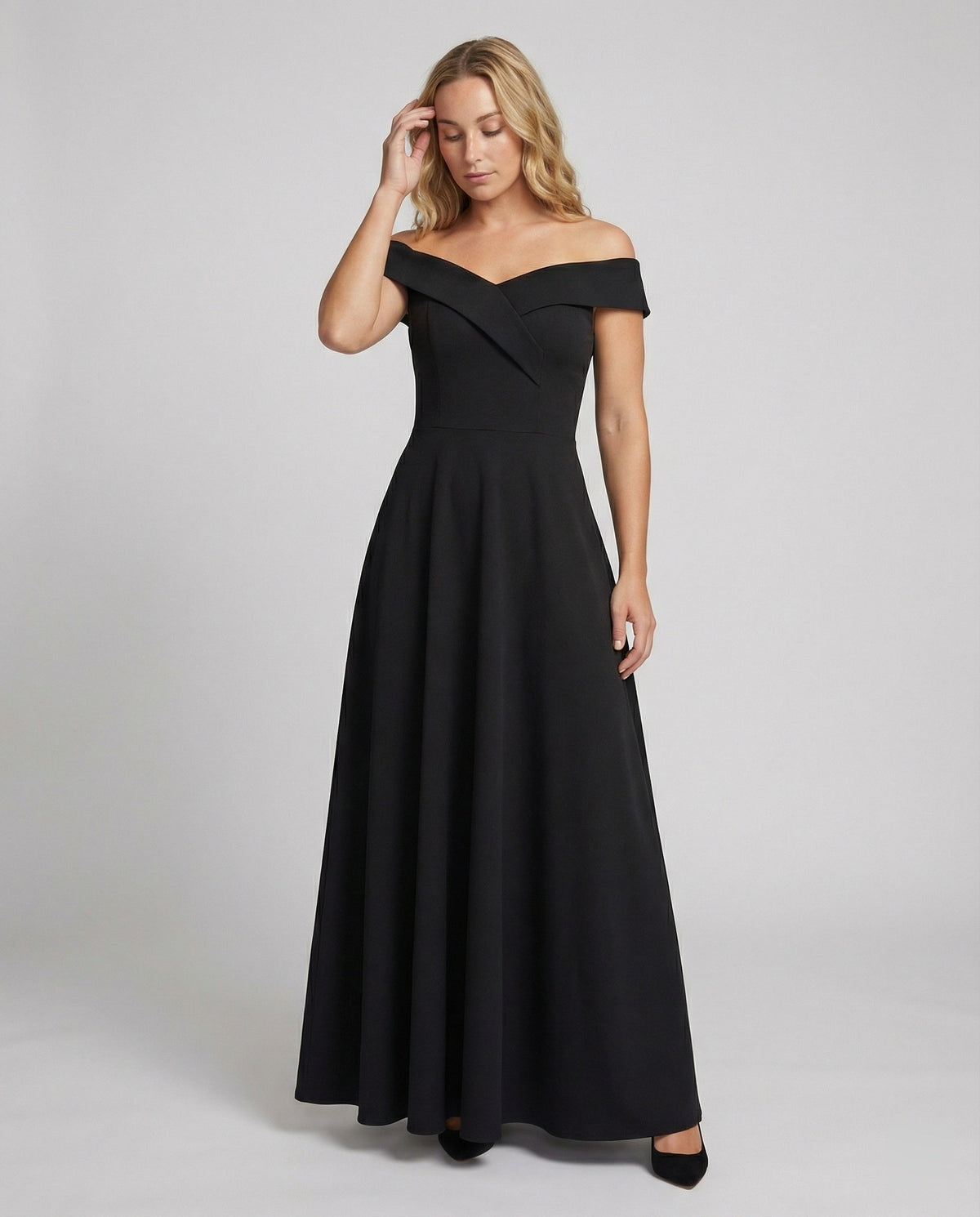 Women's Evening Dress | Off-Shoulder | Elegant Catwalk | Spring - Black