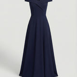 Women's Evening Dress | Off-Shoulder | Elegant Catwalk | Spring - Blue