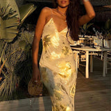 Women's Evening Dress | Spaghetti Strap | Gold | Spring - Gold