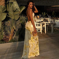 Women's Evening Dress | Spaghetti Strap | Gold | Spring