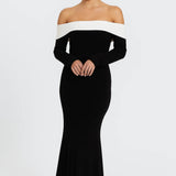 Women's Evening Gown | Off-Shoulder | Long | Winter - Black
