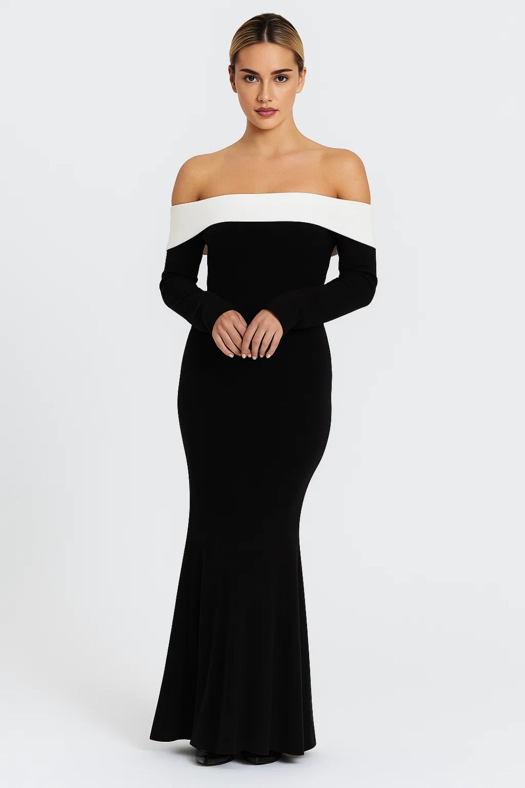 Women's Evening Gown | Off-Shoulder | Long | Winter - Black