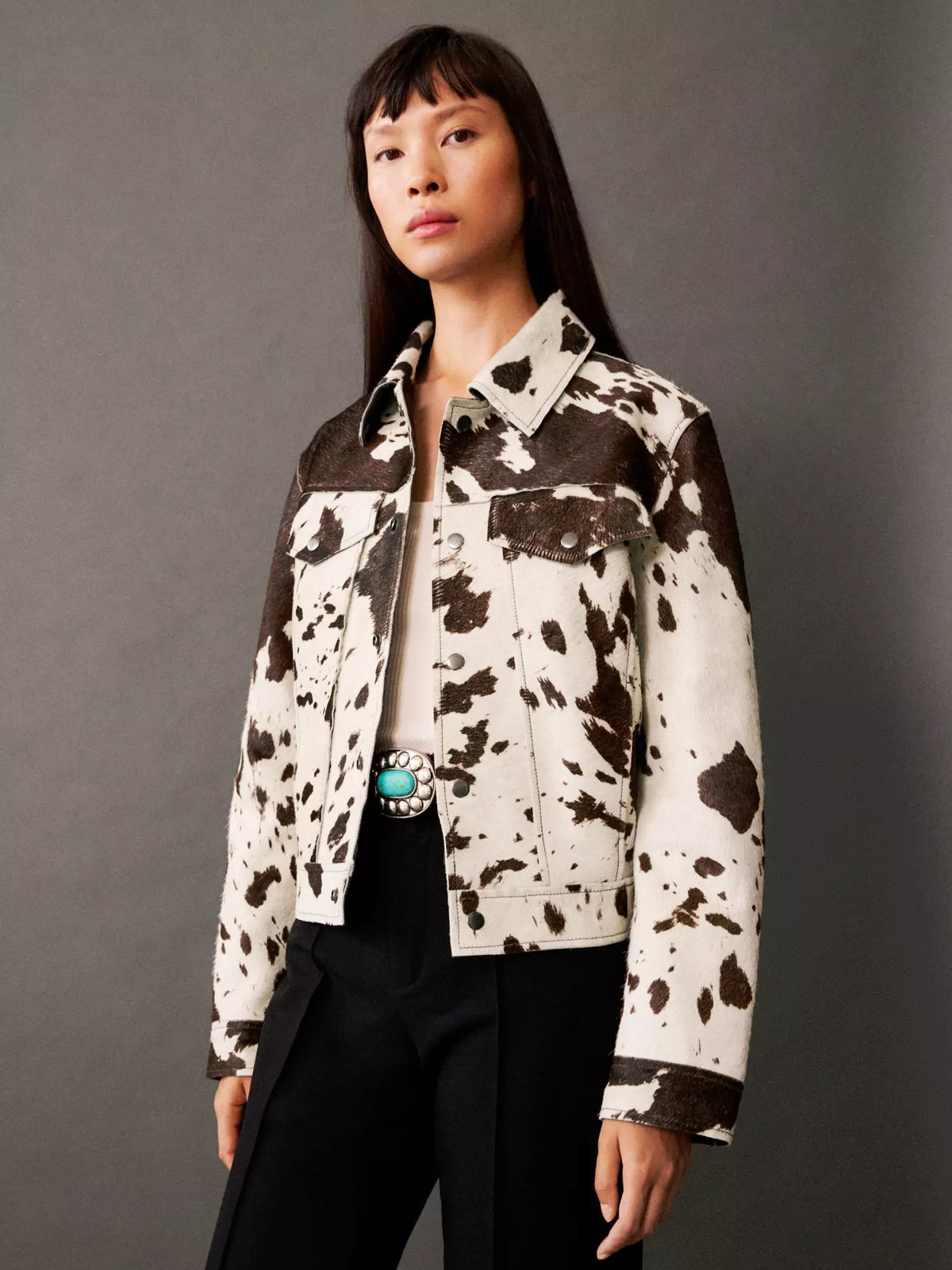 Women's Faux Fur Jacket | Cow Print | Autumn