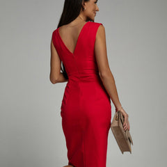 Women's Fitted V-Neck Dress - Elegant Silhouette | Summer