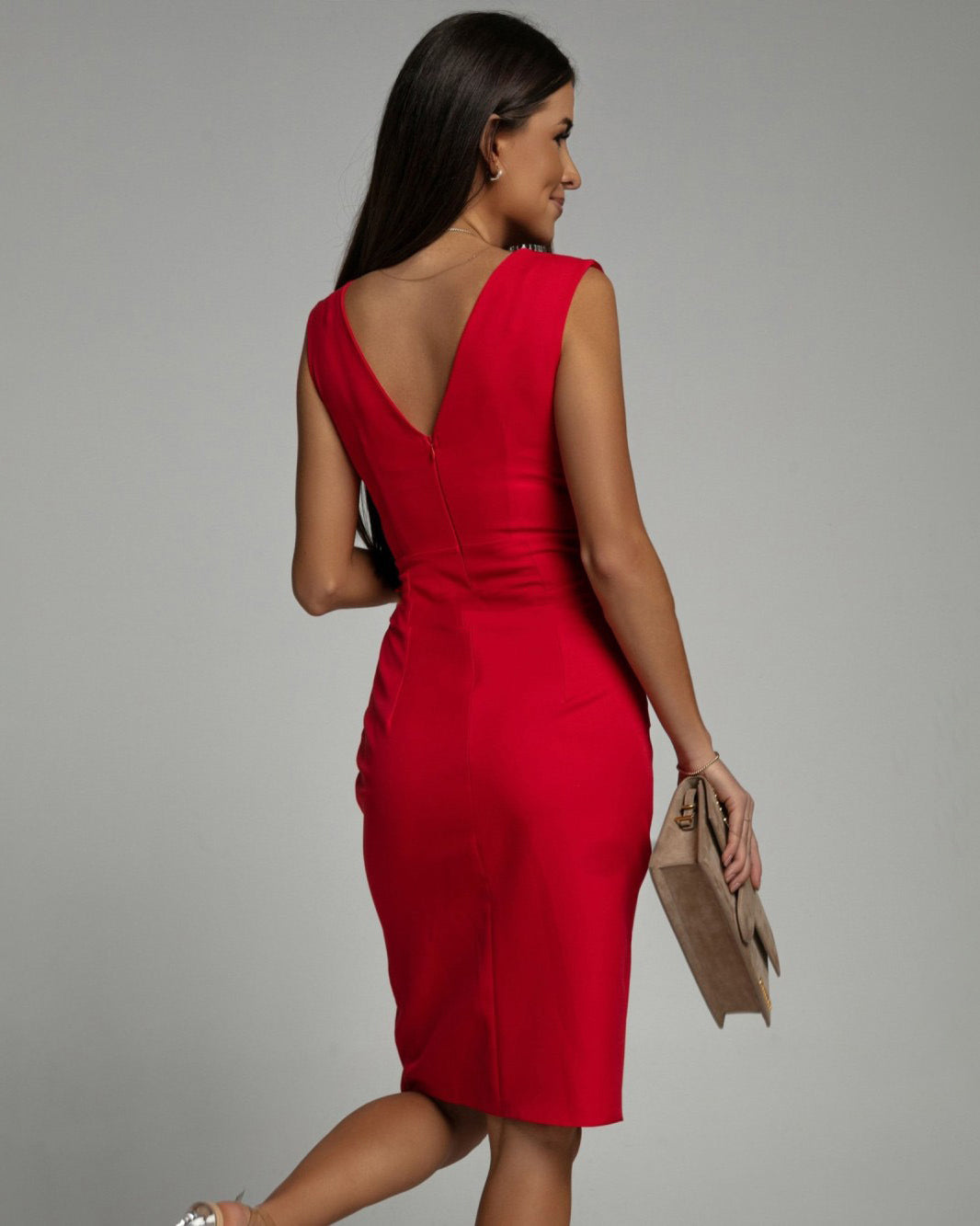Women's Fitted V-Neck Dress - Elegant Silhouette | Summer