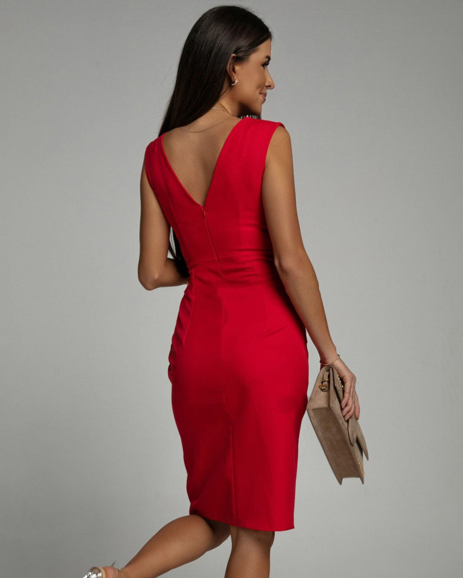 Women's Fitted V-Neck Dress - Elegant Silhouette | Summer