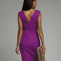 Women's Fitted V-Neck Dress - Elegant Silhouette | Summer