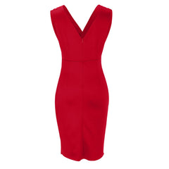 Women's Fitted V-Neck Dress - Elegant Silhouette | Summer