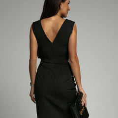 Women's Fitted V-Neck Dress - Elegant Silhouette | Summer