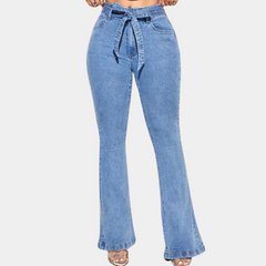 Women's Flared Jeans | High Waist | Tie Waist | Spring