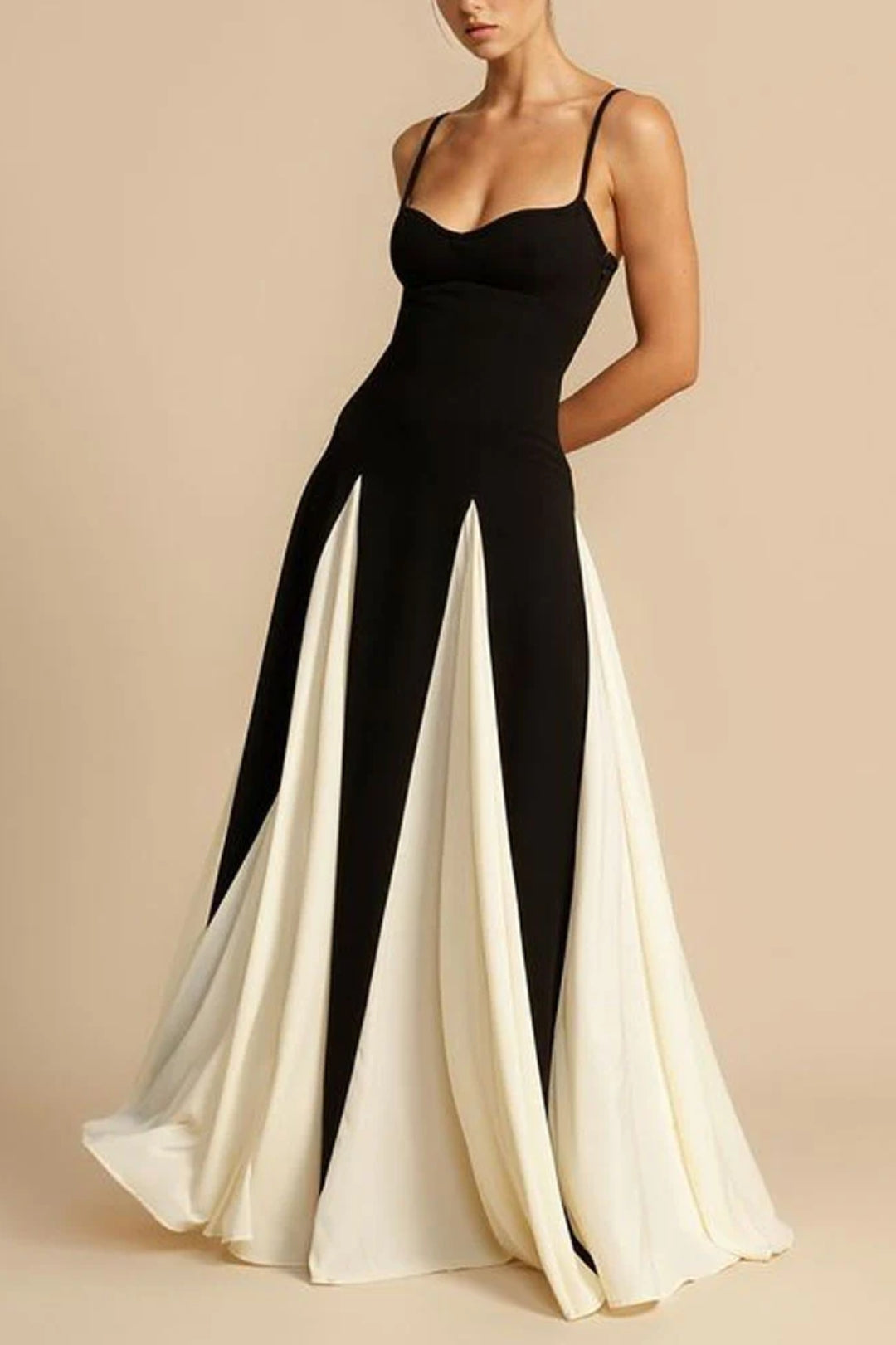 Women's Flared Maxi Dress | Elegant | Summer - Black