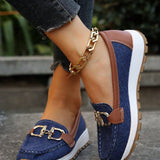 Women's Flat Loafers Slip-On Buckle Comfort Walking Shoes | Spring - Blue