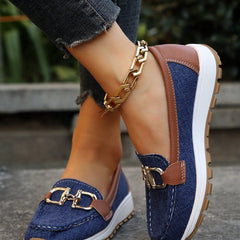 Women's Flat Loafers Slip-On Buckle Comfort Walking Shoes | Spring - Blue