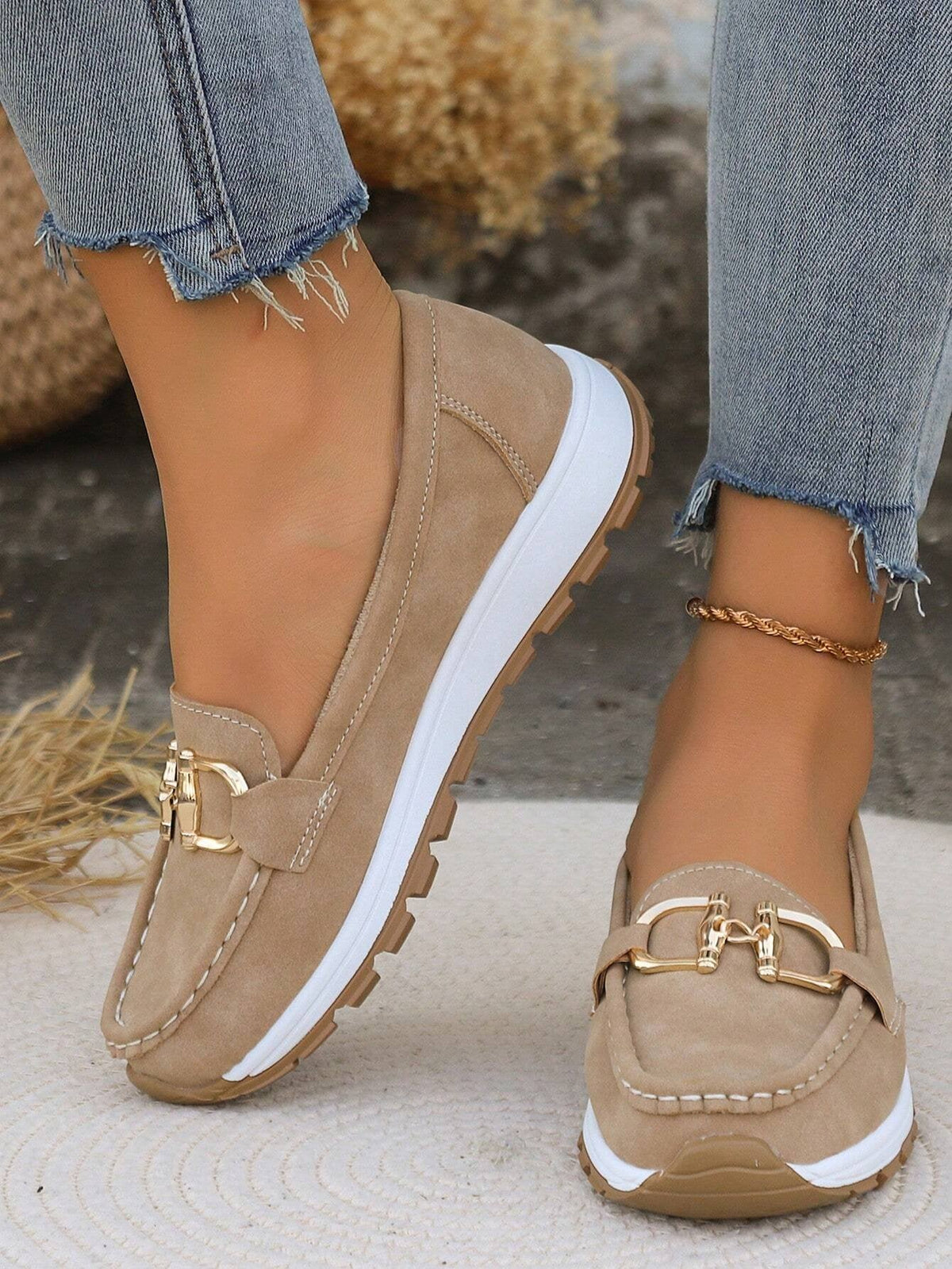 Women's Flat Loafers Slip-On Buckle Comfort Walking Shoes | Spring