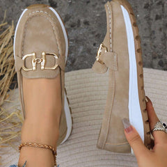 Women's Flat Loafers Slip-On Buckle Comfort Walking Shoes | Spring