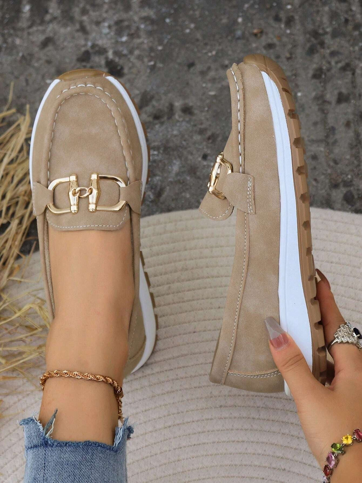 Women's Flat Loafers Slip-On Buckle Comfort Walking Shoes | Spring