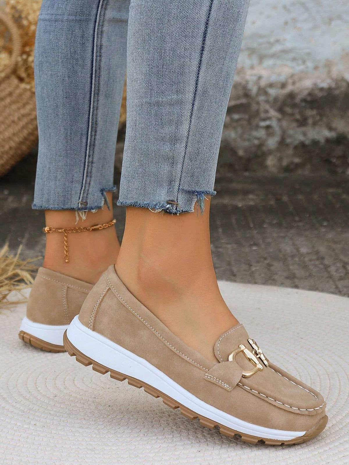 Women's Flat Loafers Slip-On Buckle Comfort Walking Shoes | Spring