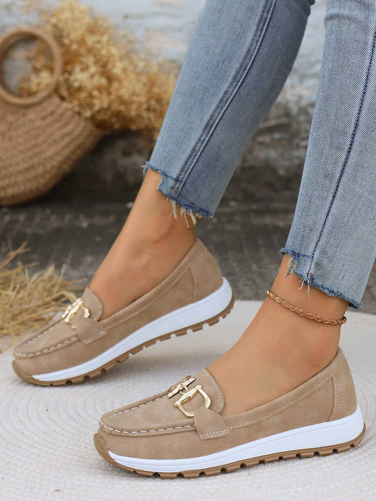 Women's Flat Loafers Slip-On Buckle Comfort Walking Shoes | Spring