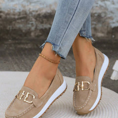 Women's Flat Loafers Slip-On Buckle Comfort Walking Shoes | Spring