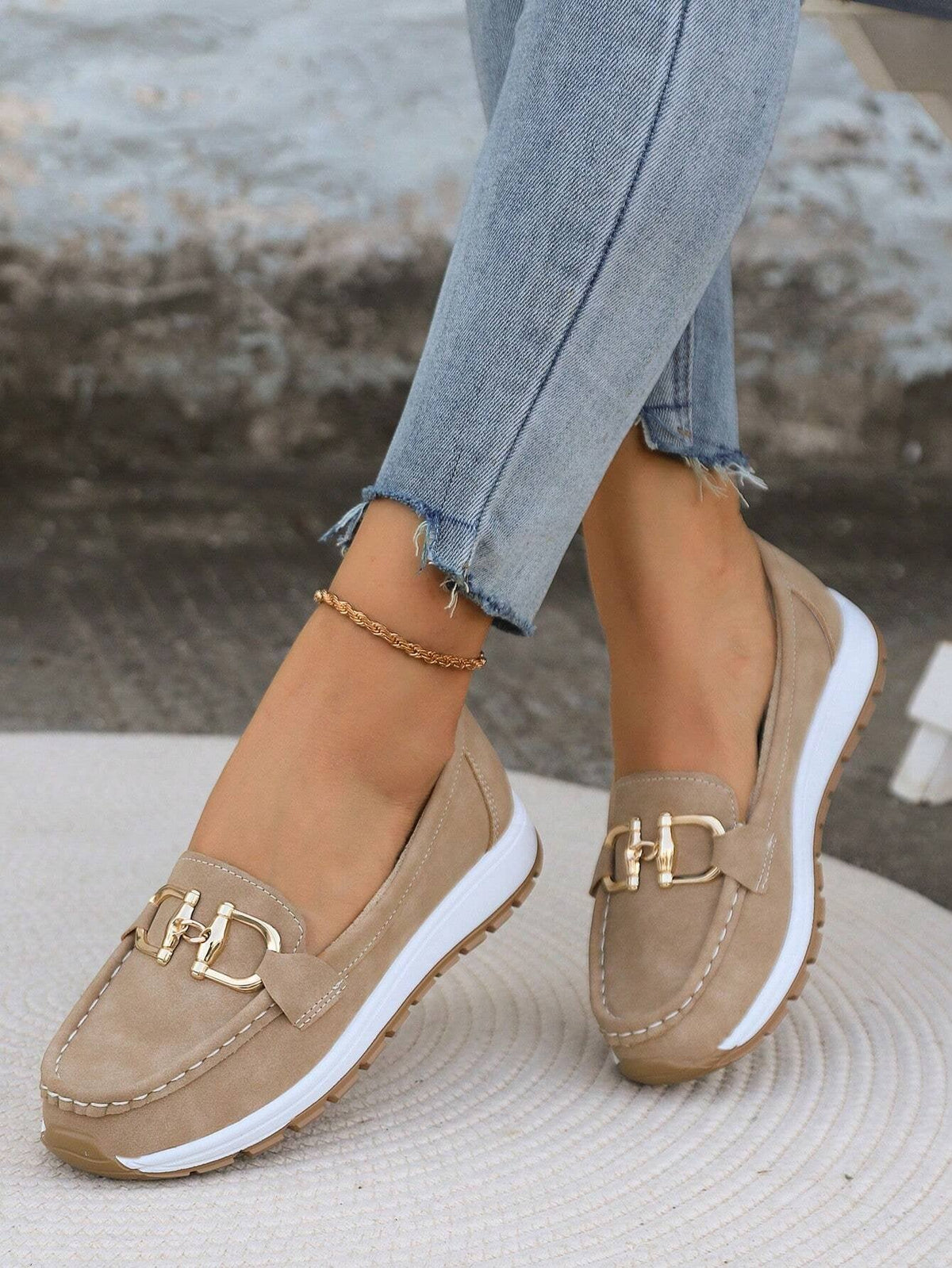 Women's Flat Loafers Slip-On Buckle Comfort Walking Shoes | Spring
