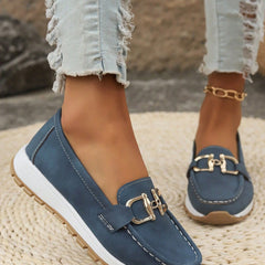 Women's Flat Loafers Slip-On Buckle Comfort Walking Shoes | Spring