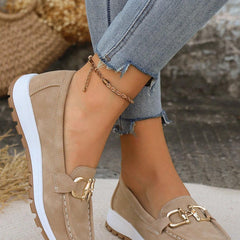 Women's Flat Loafers Slip-On Buckle Comfort Walking Shoes | Spring