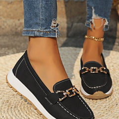 Women's Flat Loafers Slip-On Buckle Comfort Walking Shoes | Spring