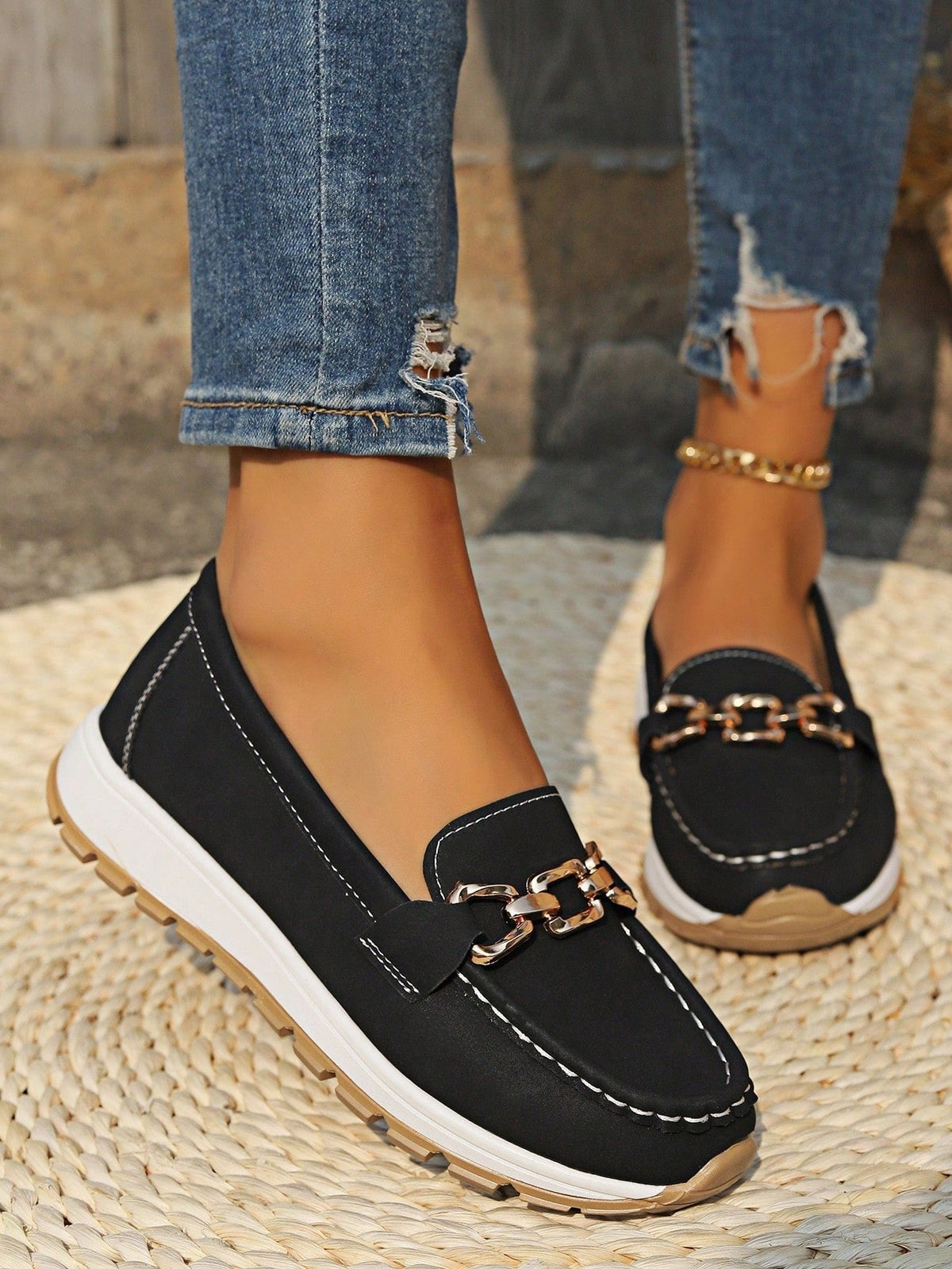 Women's Flat Loafers Slip-On Buckle Comfort Walking Shoes | Spring