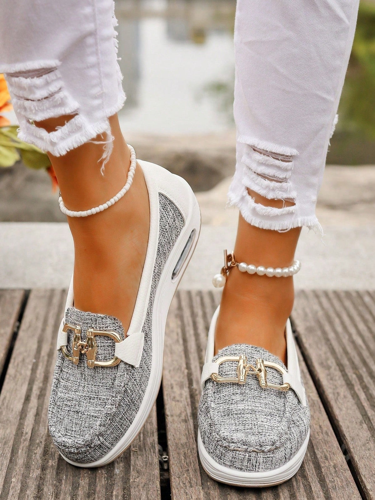 Women's Flat Loafers Slip-On Buckle Comfort Walking Shoes | Spring