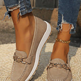 Women's Flat Loafers Slip-On Buckle Comfort Walking Shoes | Spring - Khaki