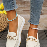 Women's Flat Loafers Slip-On Buckle Comfort Walking Shoes | Spring - White