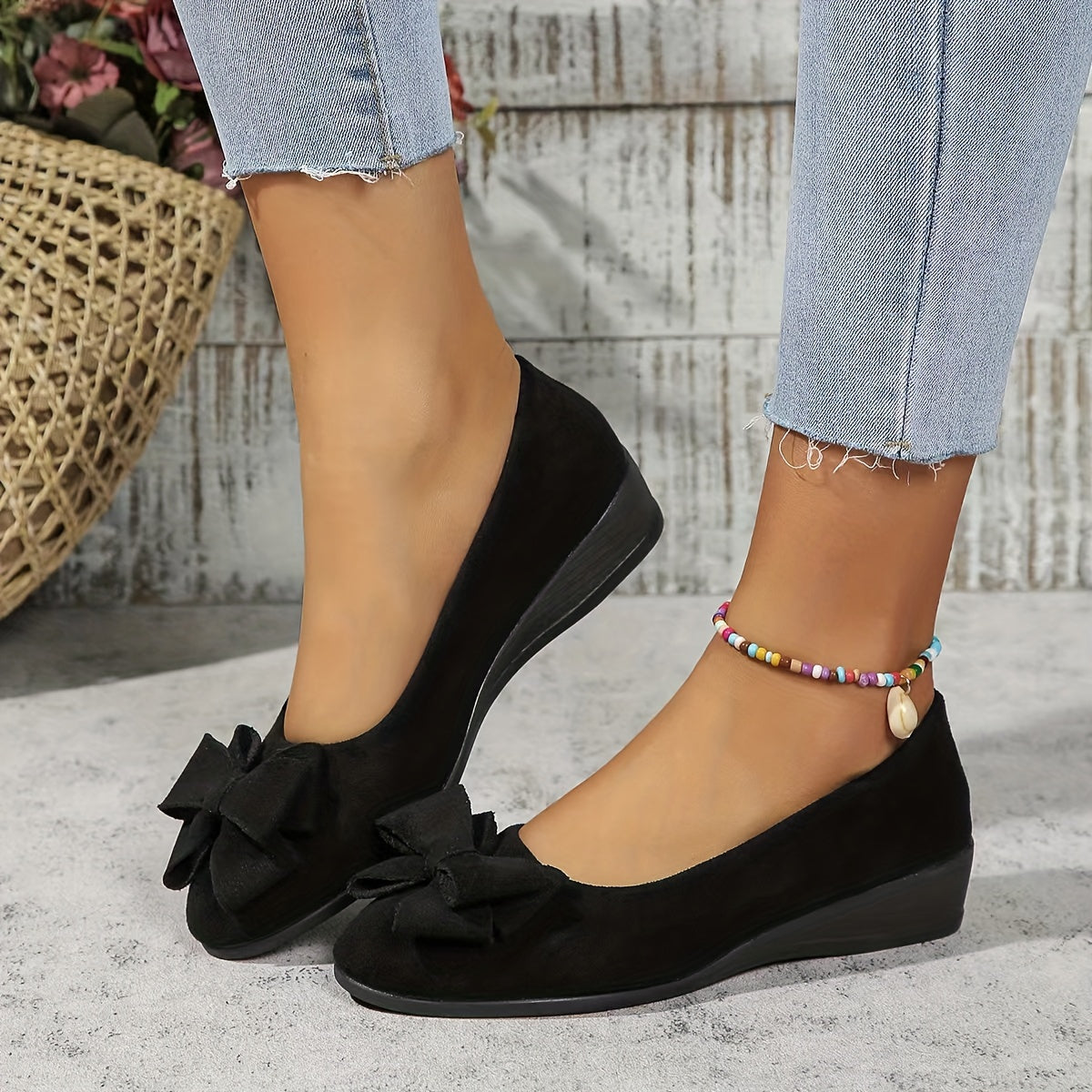 Women's Flat Shoes with Arch Support - Elegant Comfort | Autumn - Black