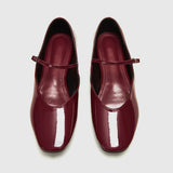 Women's Flats | Ballet | Patent Leather | Bordeaux | Square Toe - Bordeaux