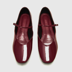 Women's Flats | Ballet | Patent Leather | Bordeaux | Square Toe - Bordeaux