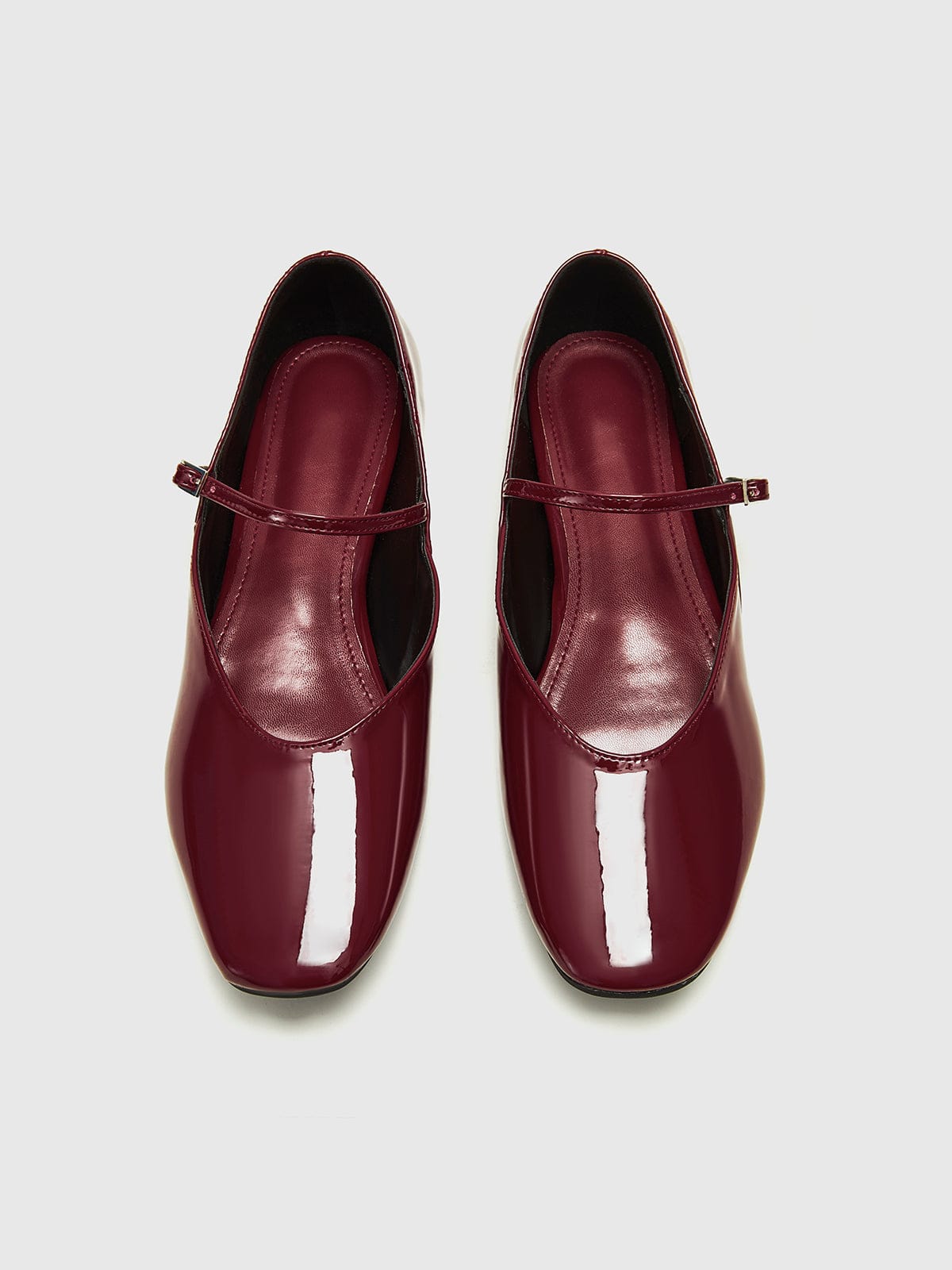 Women's Flats | Ballet | Patent Leather | Bordeaux | Square Toe - Bordeaux