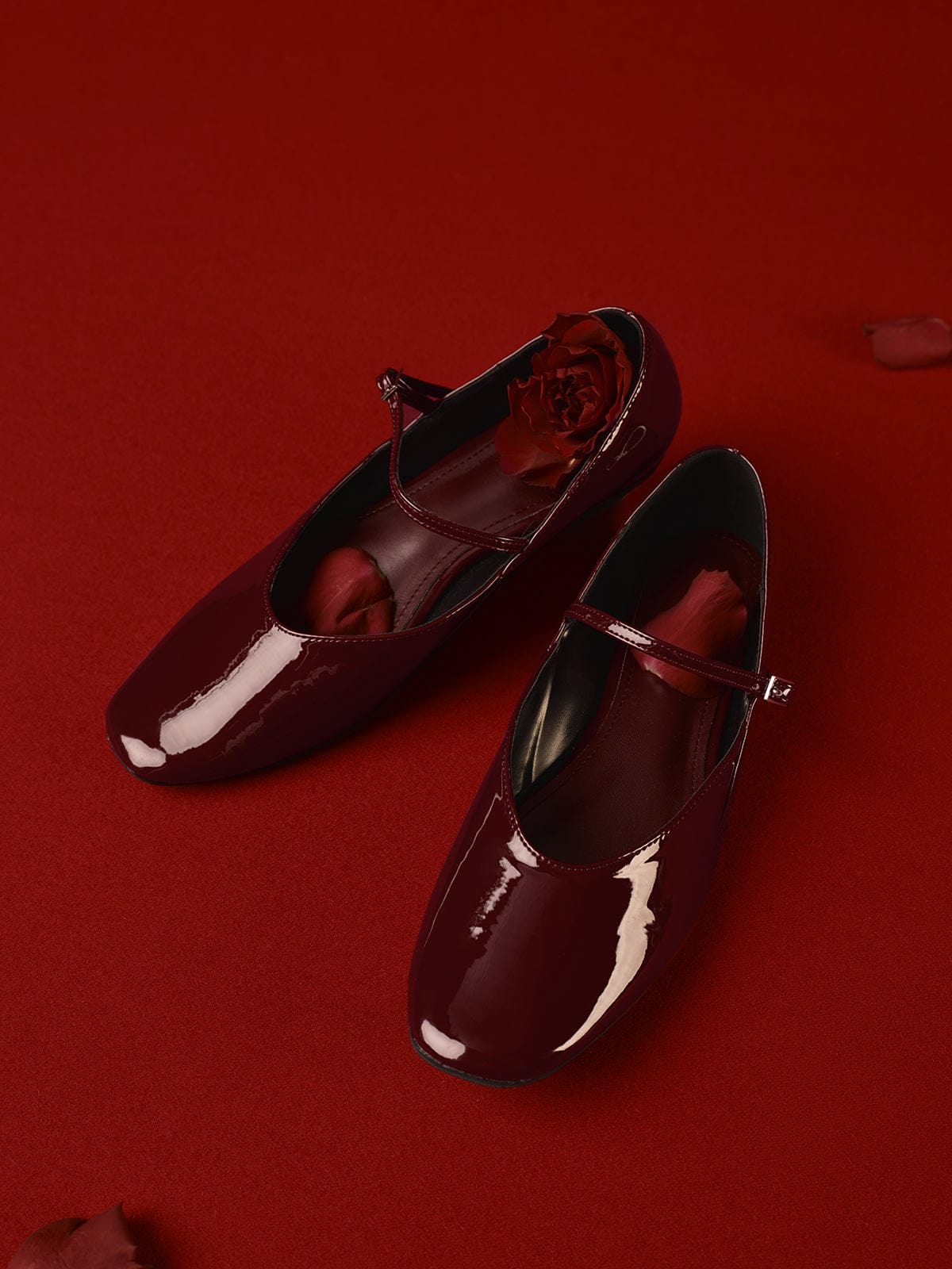 Women's Flats | Ballet | Patent Leather | Bordeaux | Square Toe