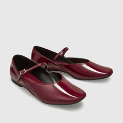 Women's Flats | Ballet | Patent Leather | Bordeaux | Square Toe
