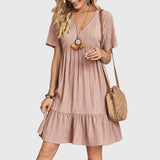 Women's Flattering A-Line Dress - Elegant Everyday Wear | Spring - Pink