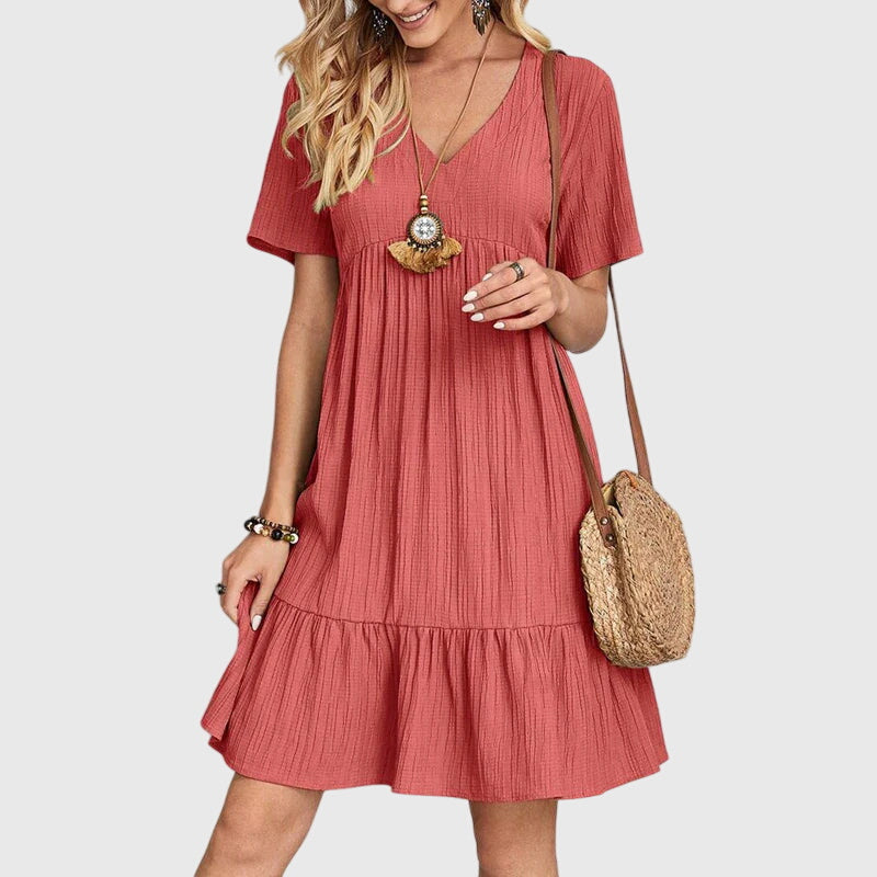 Women's Flattering A-Line Dress - Elegant Everyday Wear | Spring - Red