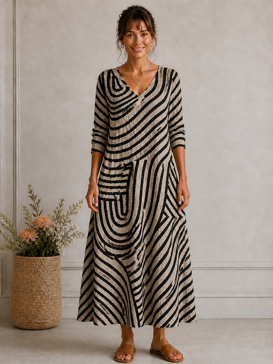 Women's Flattering Midi Dress - Elegant Timeless Style | Spring - Multicolor