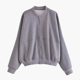 Women's Fleece Bomber | Soft Texture | Zip Closure | Winter - Gray